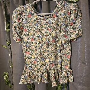 3T Girls Old Navy Floral Puff-Sleeve Peplum Top
